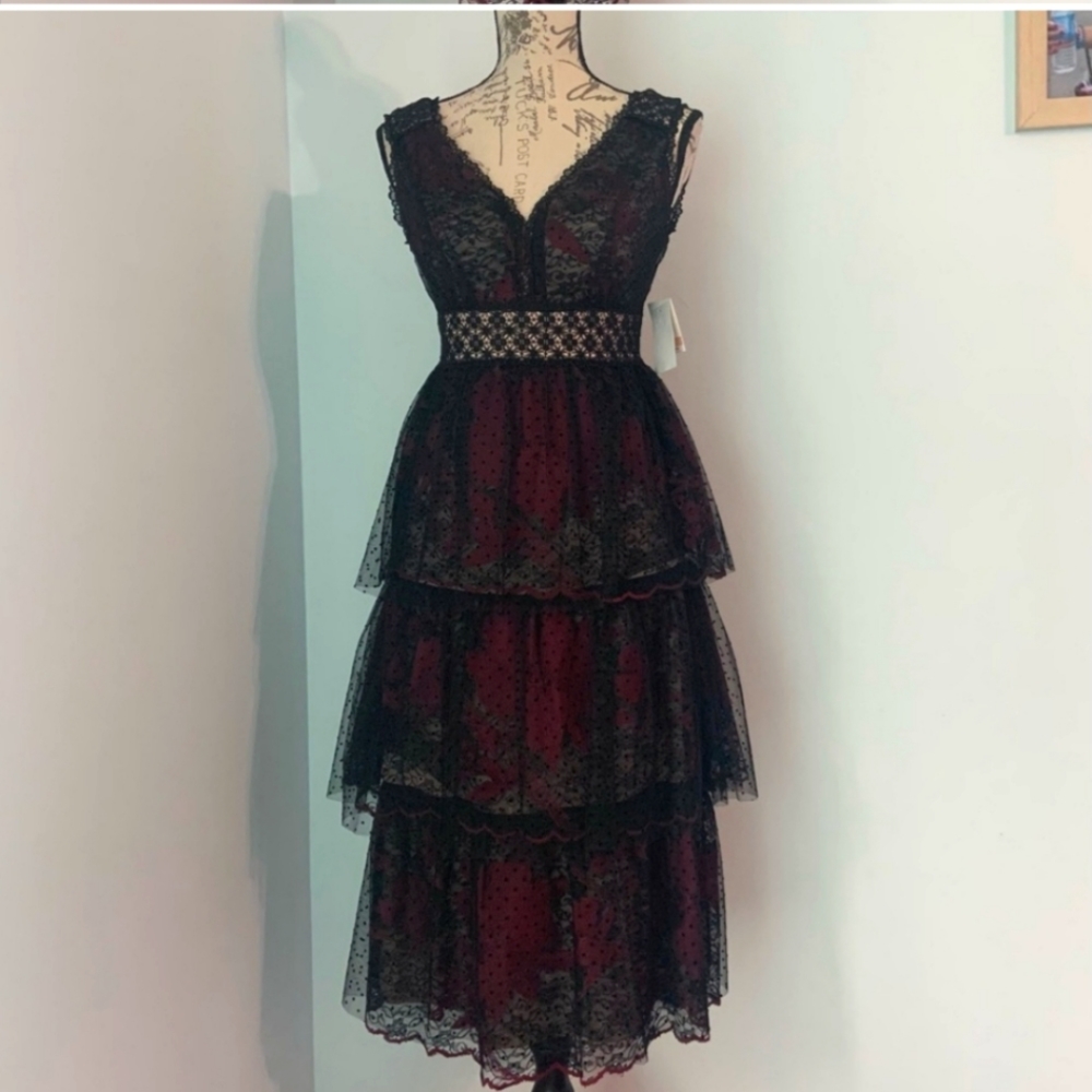Taylor lace tiered party dress